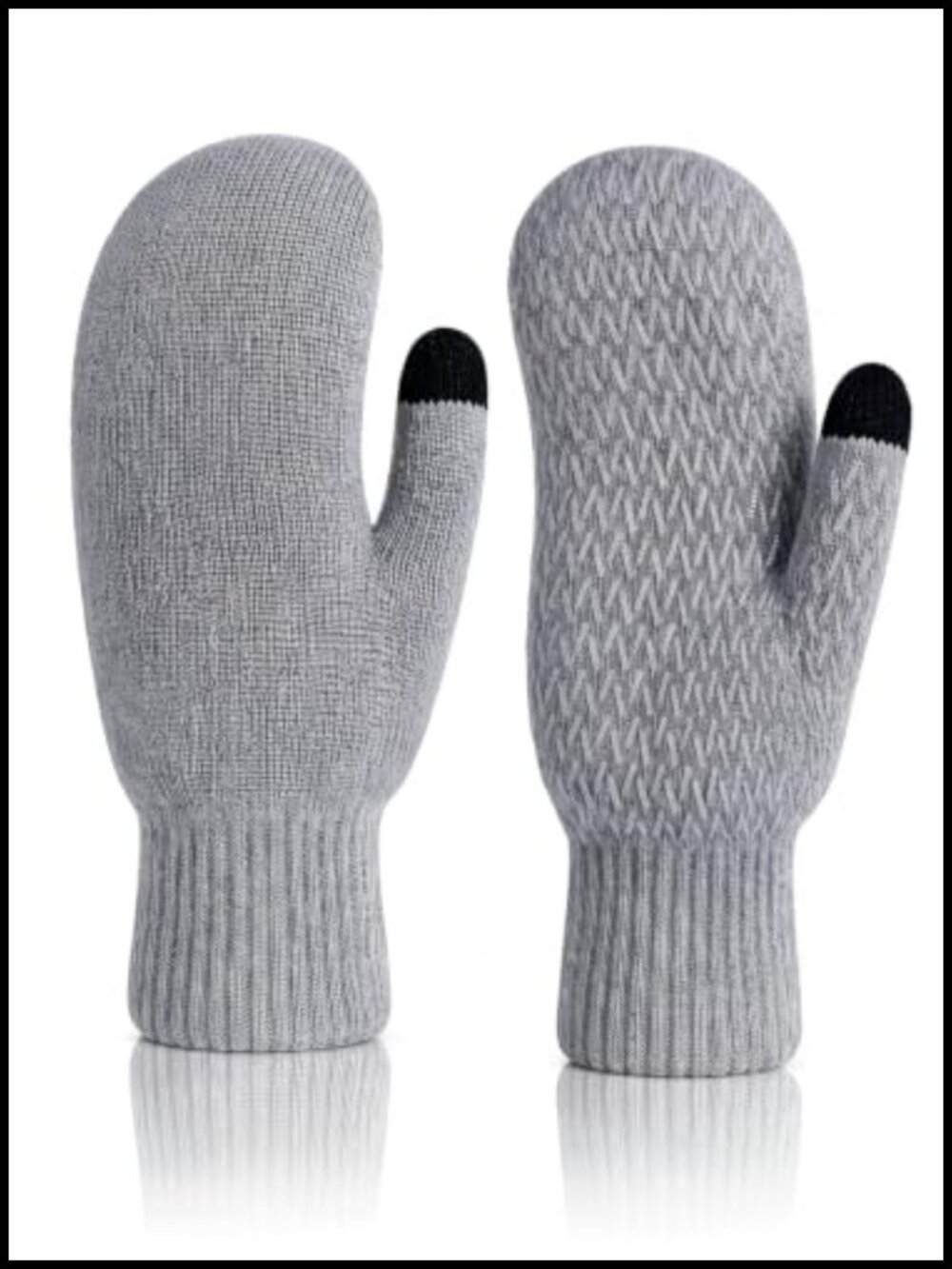 Alpaca Wool Mittens Double Layer Fleece Lined Winter Gloves Touchscreen